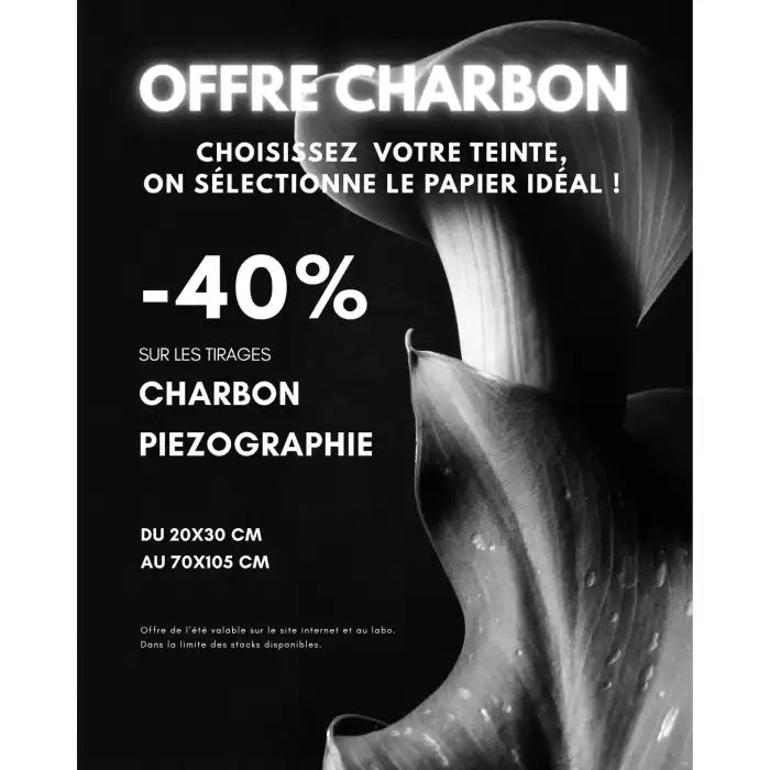 OFFRE CHARBON  -40%  sur vos tirages Piezographie